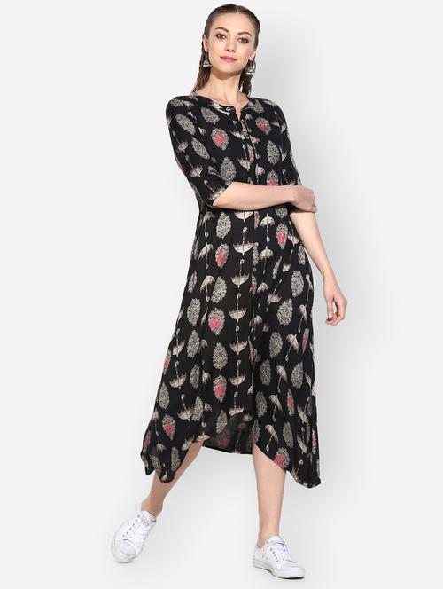 foil printed high-low ethnic dress - 16301161 - Very Small Image - 1