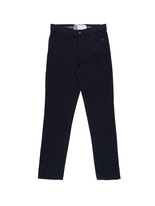 dark blue cotton blend casual trouser - 16301192 - Very Small Image - 1