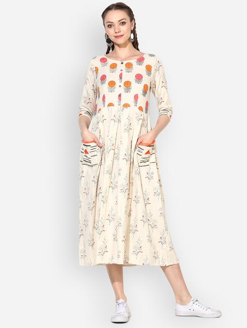 floral a-line ethnic dress - 16301293 - Very Small Image - 1