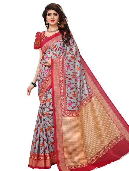 floral printed bhagalpuri saree with blouse - 16301304 - Very Small Image - 1