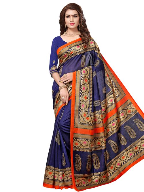 floral printed bhagalpuri saree with blouse - 16301316 - Very Small Image - 1
