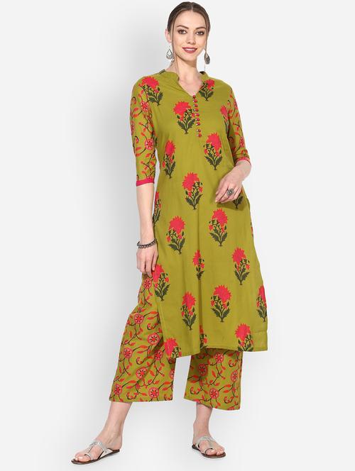 floral printed kurta palazzo set - 16301335 - Very Small Image - 1