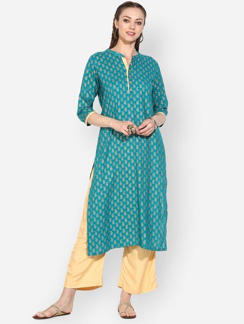 foil printed kurta palazzo set - 16301336 - Very Small Image - 1