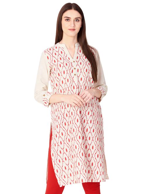 ikat printed straight kurta - 16301345 - Very Small Image - 1