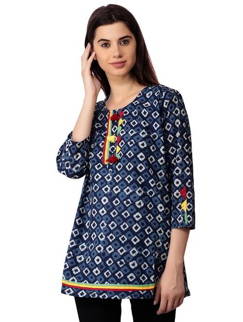 indigo straight kurti - 16301492 - Very Small Image - 1