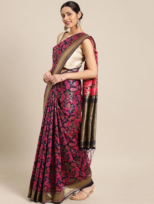 conversational woven saree with blouse - 16301688 - Very Small Image - 1