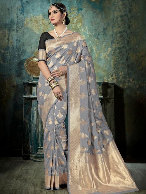 zari banarasi saree with blouse - 16301746 - Very Small Image - 1