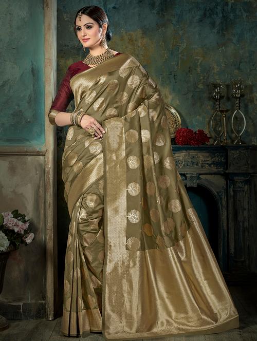 zari banarasi saree with blouse - 16301747 - Very Small Image - 1