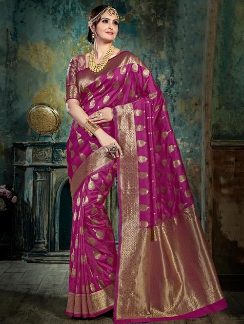 zari banarasi saree with blouse - 16301750 - Very Small Image - 1