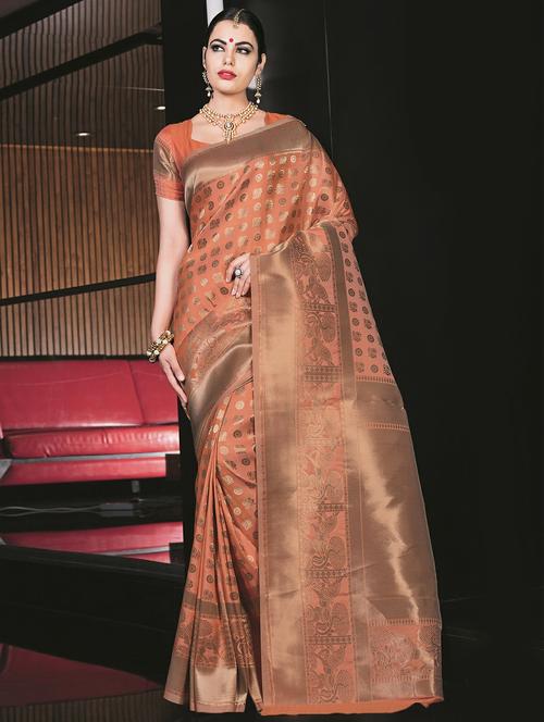 conversational banarasi saree with blouse - 16301764 - Very Small Image - 1