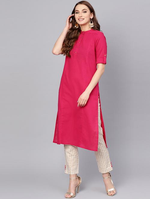 solid straight kurta pant set - 16302018 - Very Small Image - 1