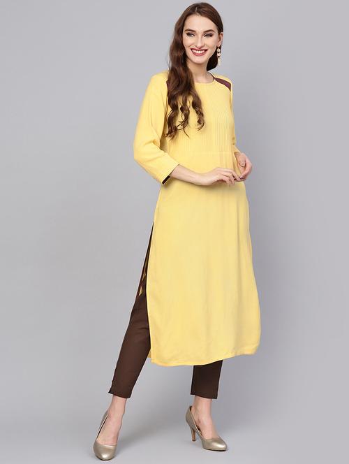 solid pintucks kurta pant set - 16302032 - Very Small Image - 1