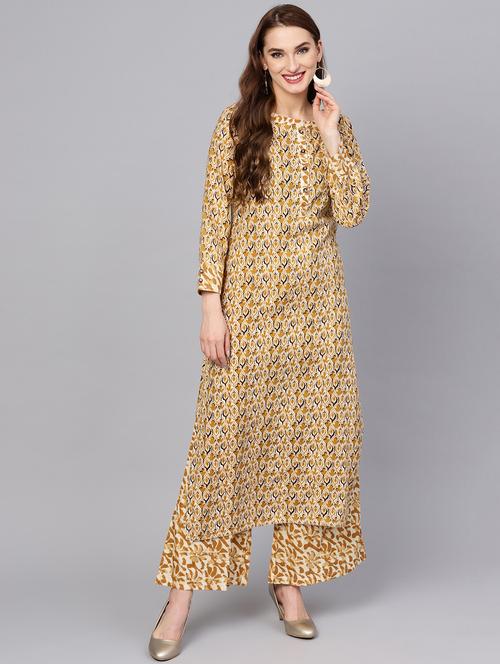 ethnic motifs printed kurta pant set - 16302034 - Very Small Image - 1