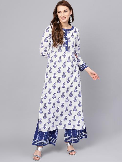 floral printed kurta palazzo set - 16302038 - Very Small Image - 1