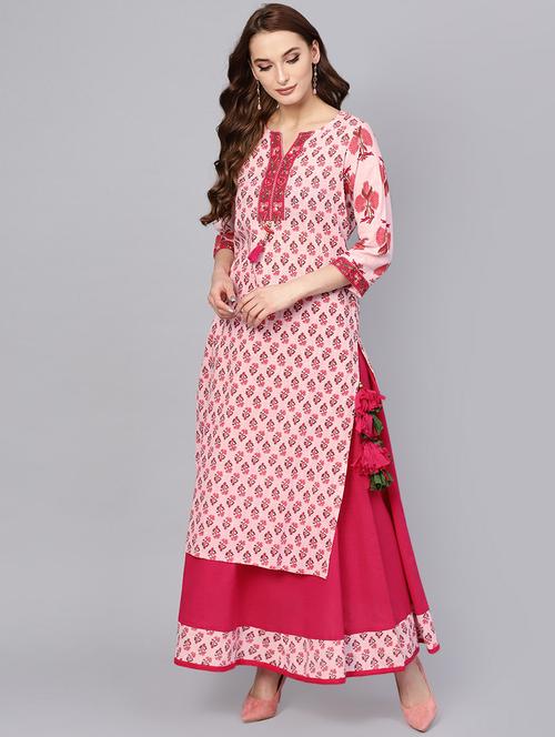 floral printed kurta skirt set - 16302043 - Very Small Image - 1