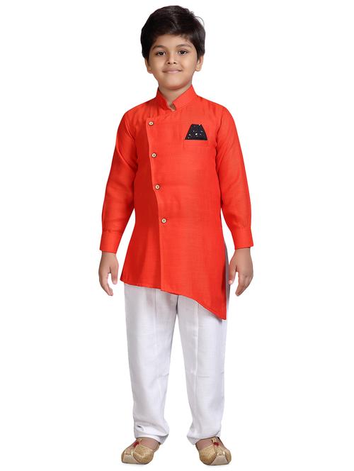 orange cotton kurta pyjama sets - 16302108 - Very Small Image - 1