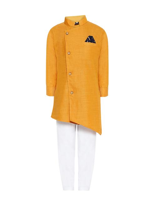 yellow cotton kurta set - 16302110 - Very Small Image - 1