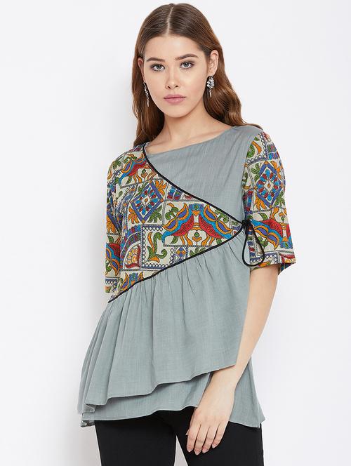 printed ruffle kurti - 16302395 - Very Small Image - 1
