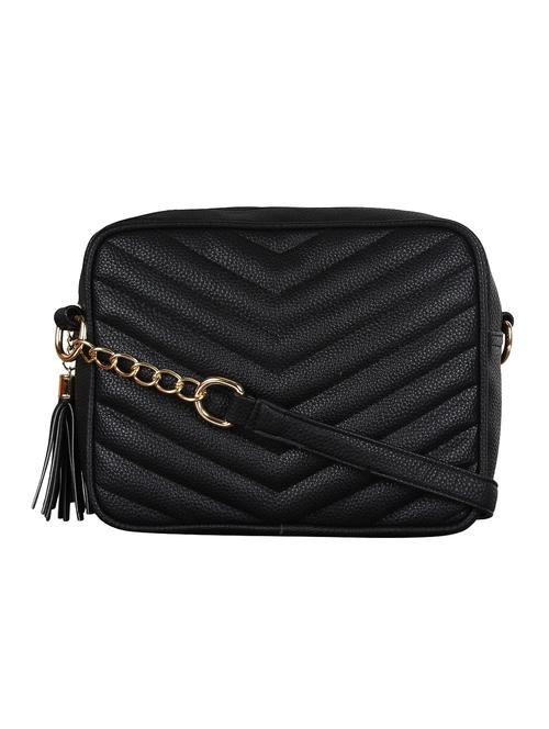 black solid regular sling bag - 16302440 - Very Small Image - 1