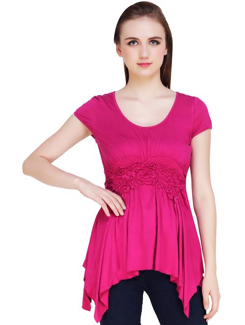 lace detail asymmetric top - 16302796 - Very Small Image - 1