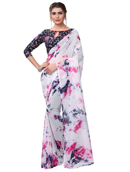 contrast shades tie & dye saree with blouse - 16303415 - Very Small Image - 1