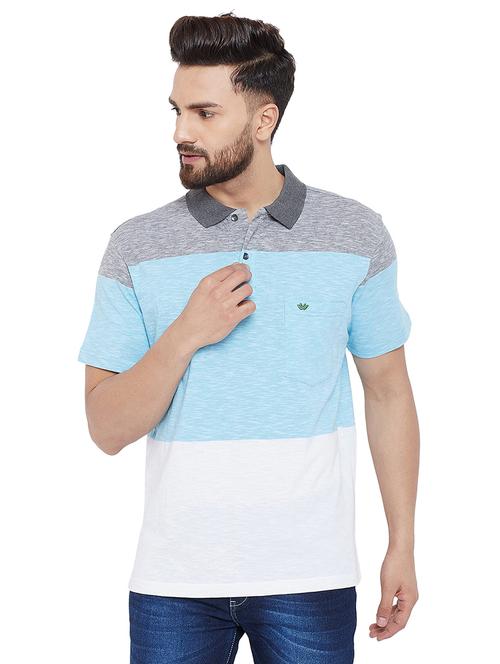 turquoise color block polo t-shirt - 16303568 - Very Small Image - 1