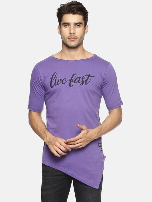 purple typographic asymmetric tshirt - 16303689 - Very Small Image - 1