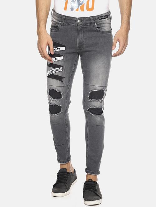 grey patched jeans - 16303696 - Very Small Image - 1