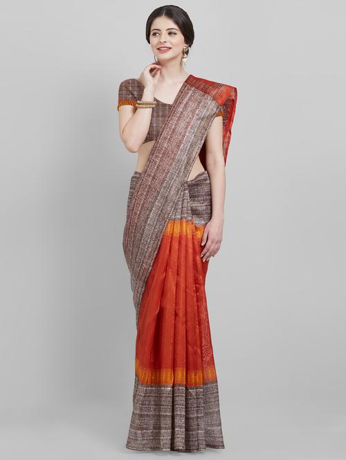 contrast border bhagalpuri saree with blouse - 16304493 - Very Small Image - 1