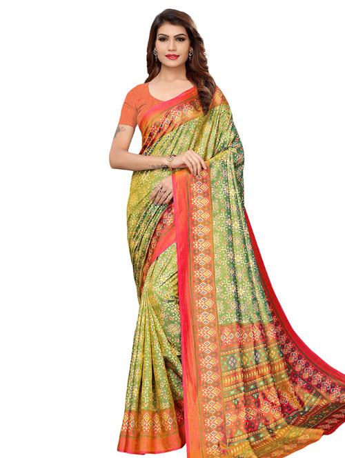 ikat printed saree with blouse - 16304575 - Very Small Image - 1