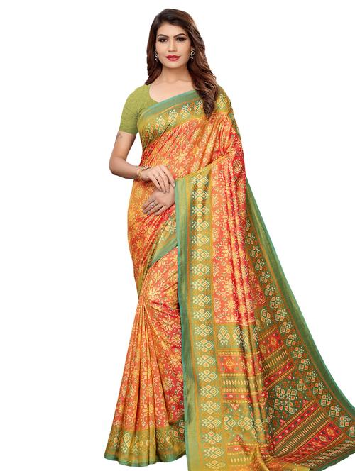 ikat printed saree with blouse - 16304577 - Very Small Image - 1