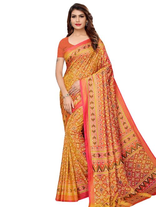 ikat printed saree with blouse - 16304580 - Very Small Image - 1