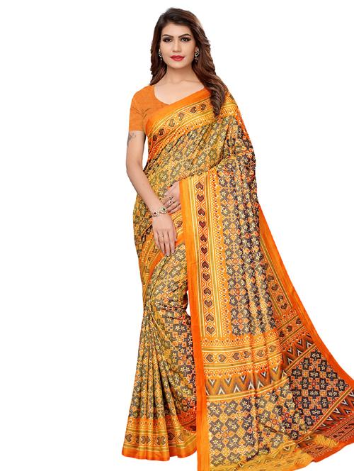 floral printed saree with blouse - 16304582 - Very Small Image - 1