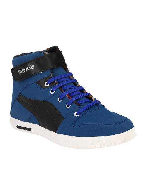 blue leatherette lace up sneakers - 16304631 - Very Small Image - 1
