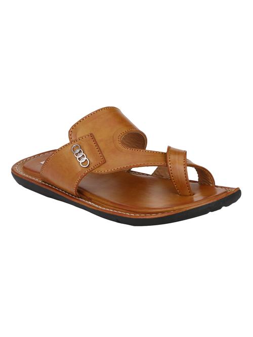 tan leatherette slip on slippers - 16304671 - Very Small Image - 1