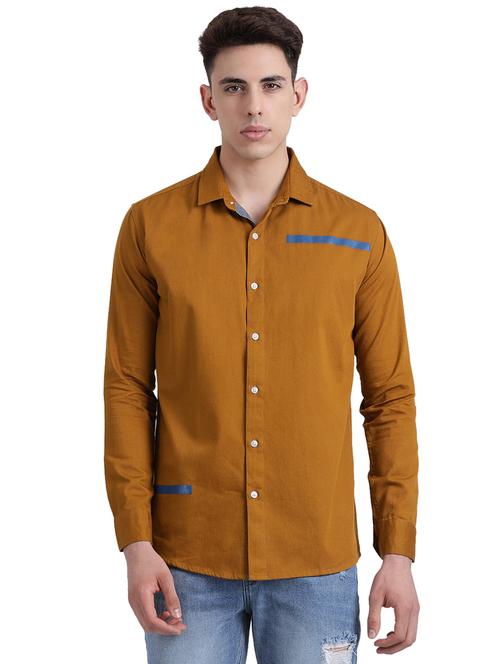 orange solid casual shirt - 16304899 - Very Small Image - 1