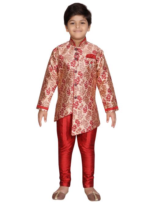 red jute sherwani set - 16305099 - Very Small Image - 1
