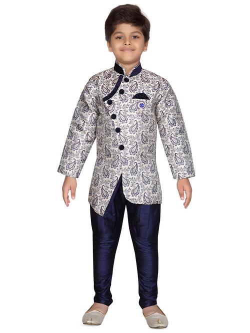 blue jute sherwani set - 16305104 - Very Small Image - 1