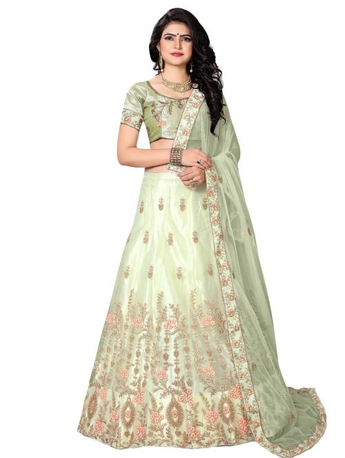 embroidered a-line lehenga - 16305630 - Very Small Image - 1