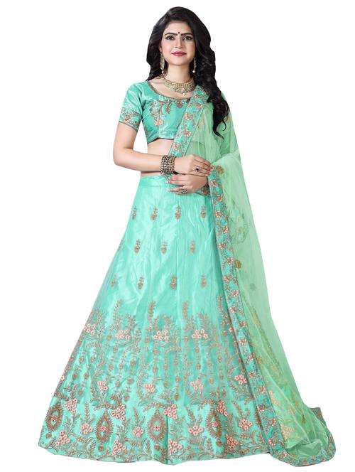embroidered a-line lehenga - 16305631 - Very Small Image - 1