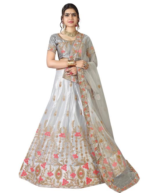 embroidered a-line lehenga - 16305639 - Very Small Image - 1