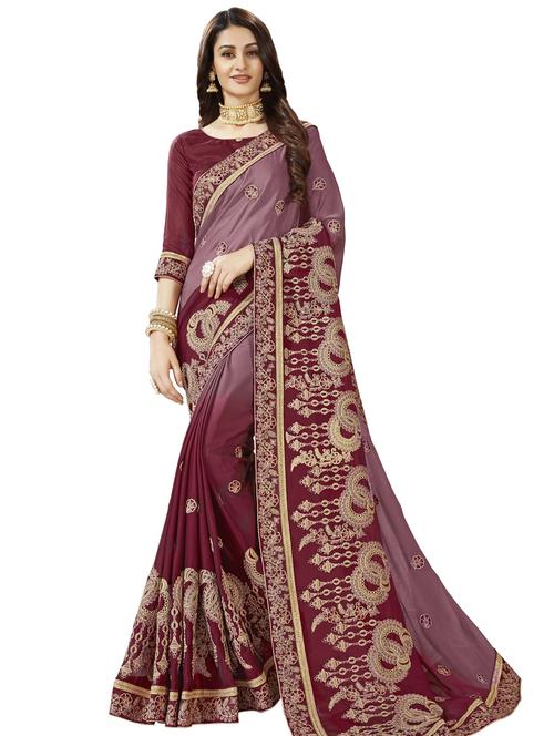 ombre embroidered saree with blouse - 16306139 - Very Small Image - 1