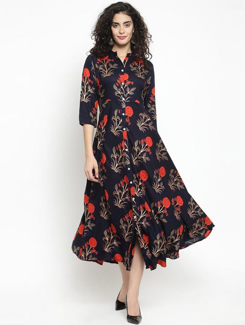 button up floral flared maxi dress - 16306700 - Very Small Image - 1