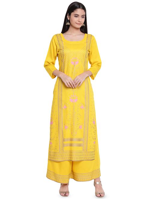 foil printed kurta palazzo set - 16307217 - Very Small Image - 1