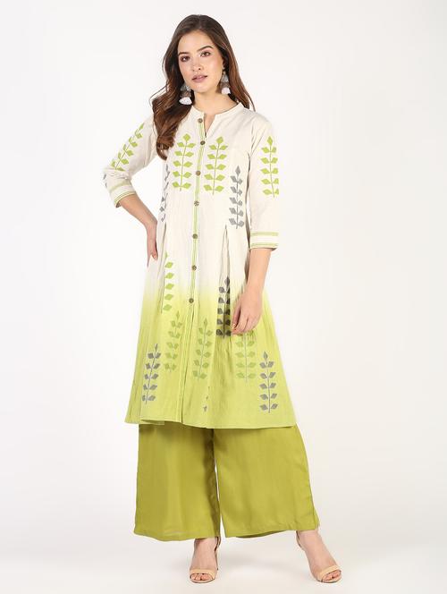 block printed asymmetric kurta - 16307996 - Very Small Image - 1