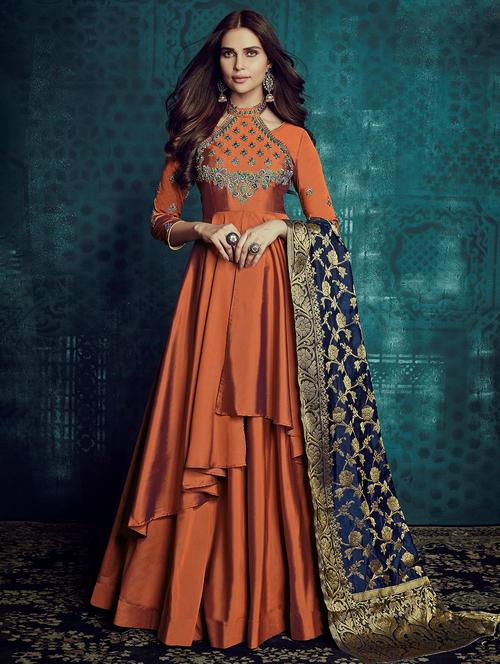 embroidered semi-stitched suit - 16308065 - Very Small Image - 1