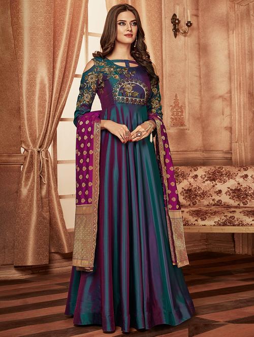 embroidered semi-stitched suit - 16308077 - Very Small Image - 1