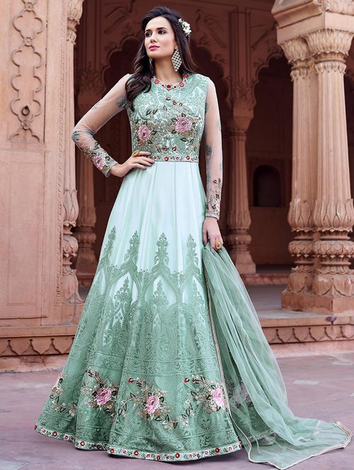 embroidered semi-stitched suit - 16308079 - Very Small Image - 1