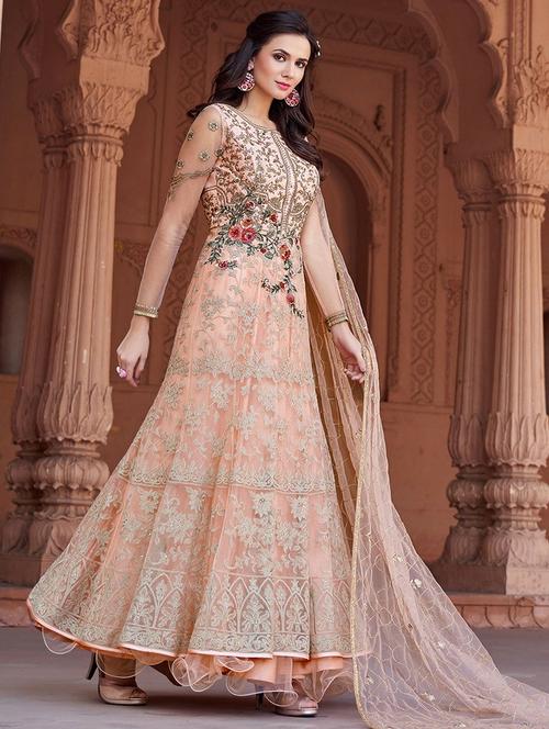 embroidered semi-stitched suit - 16308087 - Very Small Image - 1