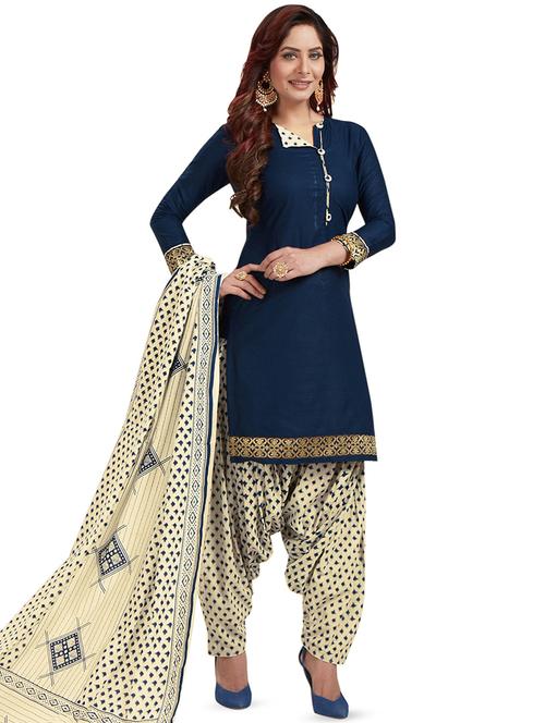 printed unstitched patiyala suit - 16308768 - Very Small Image - 1